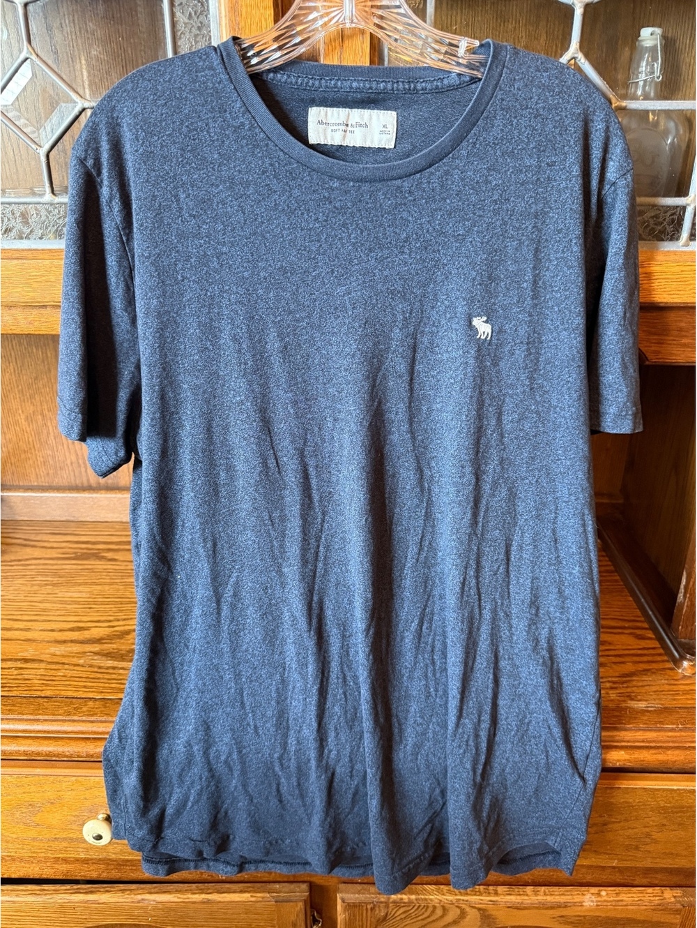 Abercrombie & Fitch Soft A&F Tee XL Heather Navy Moose Logo